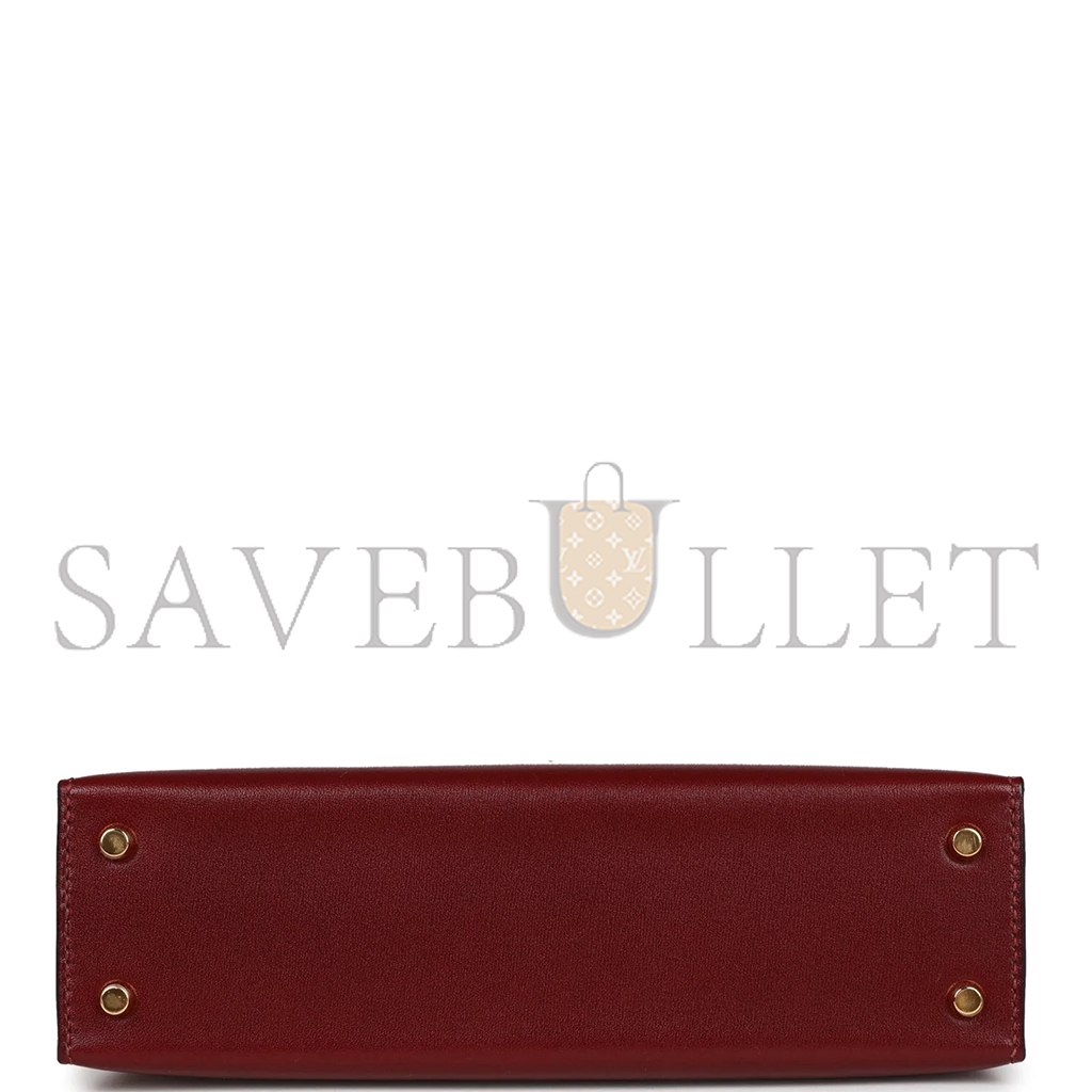 HERMÈS MASTER MINI KELLY II BOX BURGUNDY GOLD HARDWARE (19*12*5.5cm) 